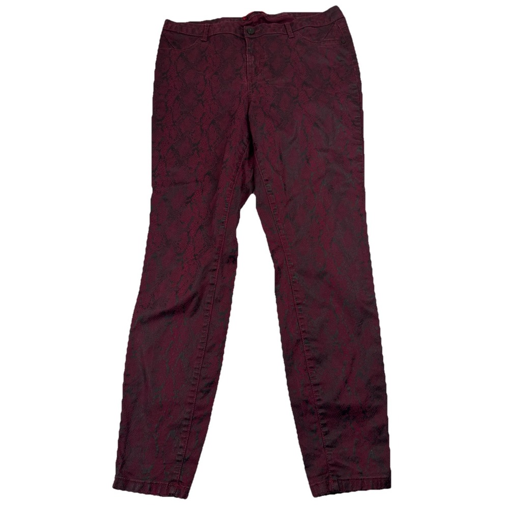 Jennifer Lopez Super Skinny Pants Women’s 16 Burgundy Snake Print Stretch